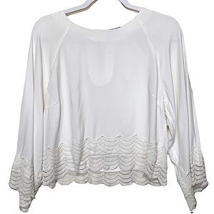 JONESY White Lace Trimmed Cropped Top Size Small